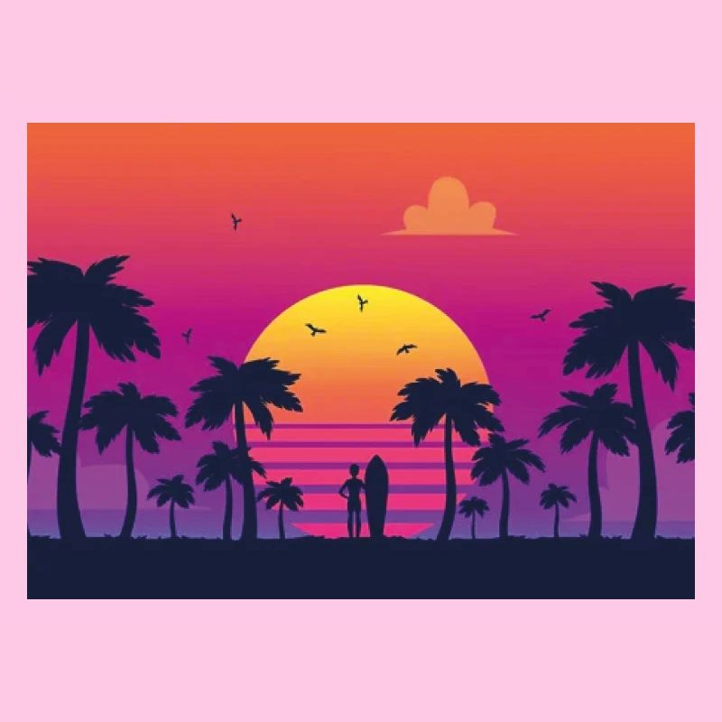 Surf au coucher du soleil