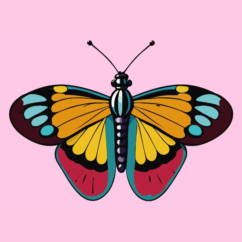 Colorful artistic butterfly on clothes
