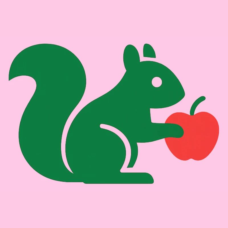 Grünes Eichhörnchen mit Apfel