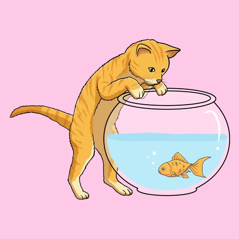 Cat Ginger Fish Bowl