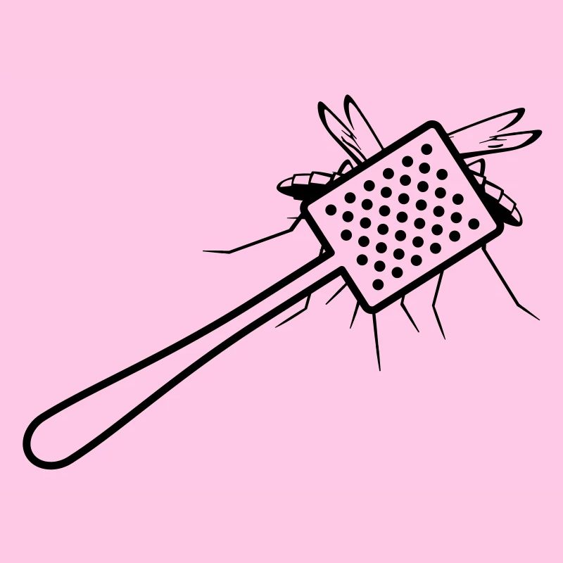 A fly swatter kills a mosquito