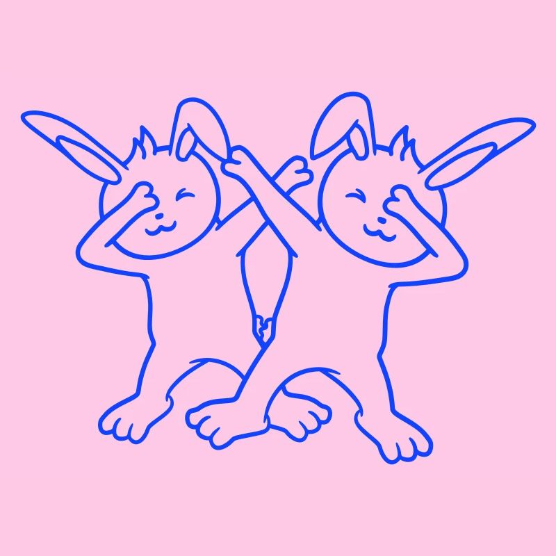 2 Hasen Dabbing Dab Dance Pose Tanzen Party Feiern