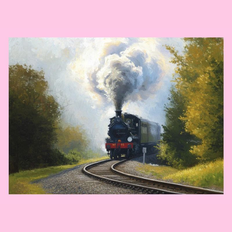 Herbstliche Dampfeisenbahn im Wald