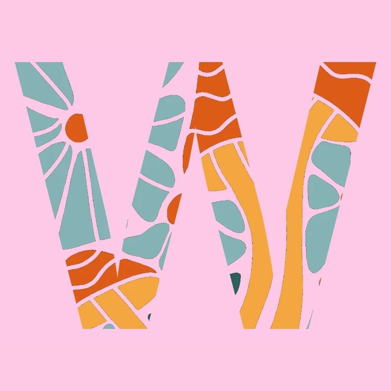 Buchstabe w groovy Blumen Geschenkidee