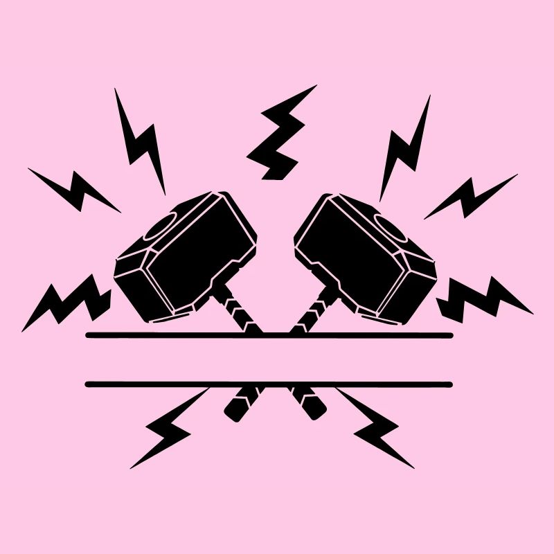 Zwei Thor-Hämmer mit Textausschnitt