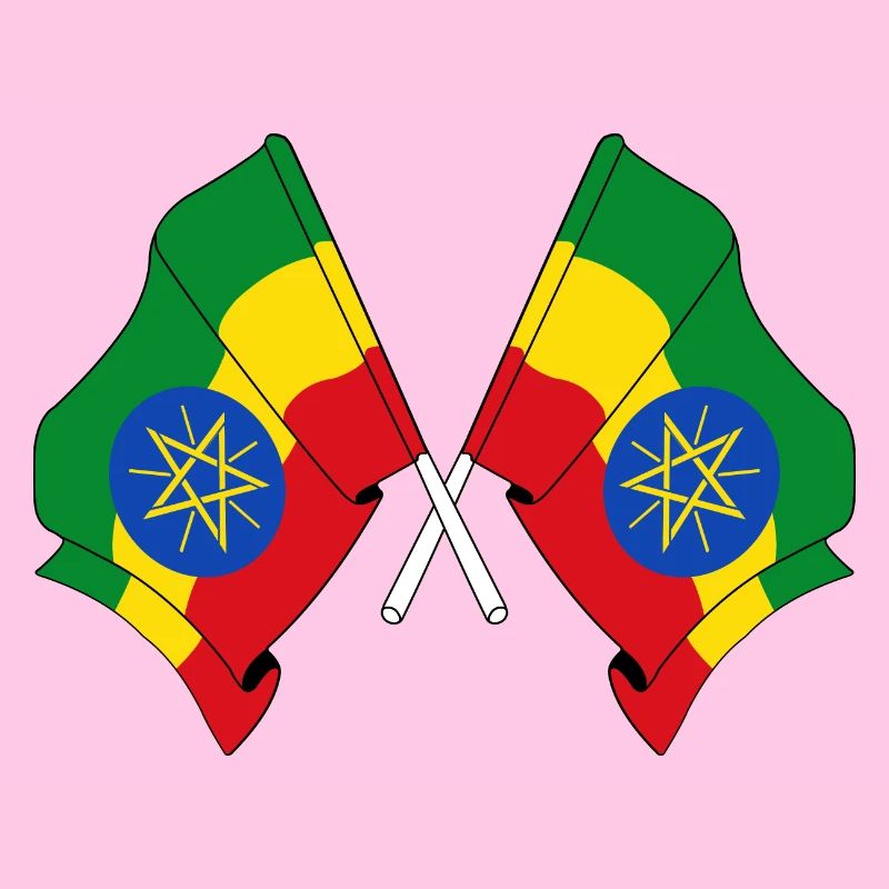 Deux drapeaux croisés de l’Ethiopie