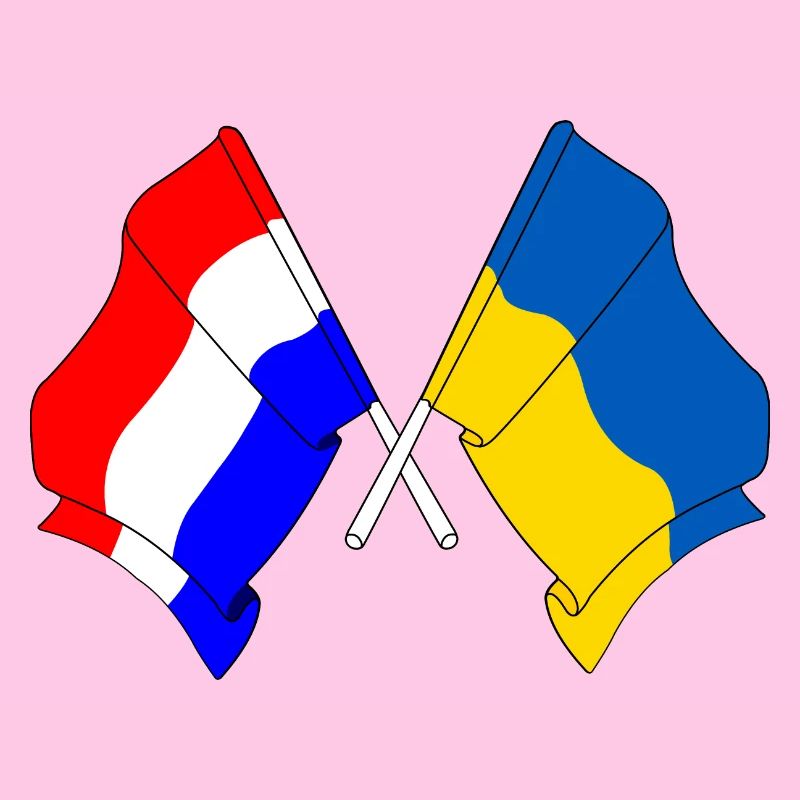 Drapeau des Pays-Bas et drapeau de l’Ukraine