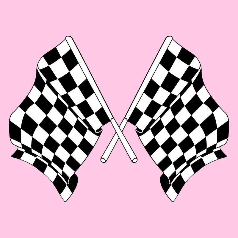 Deux drapeaux de course automobile croisés départ arrivée