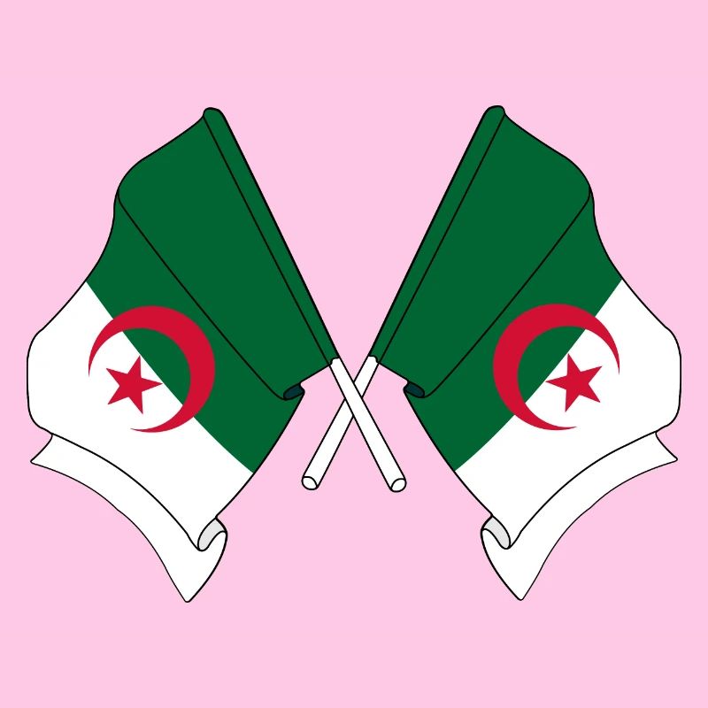 Zwei Flaggen Algeriens überquert
