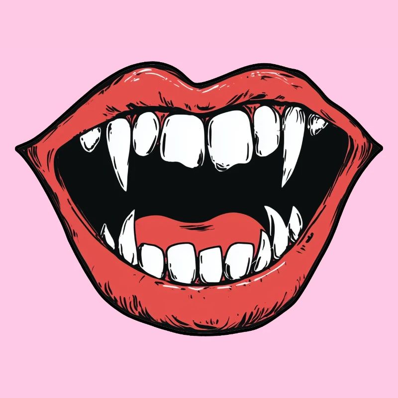 vampire mouth, sharp teeth, bite