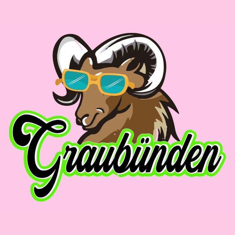 Graubünden Steinbock mit Sonnenbrille