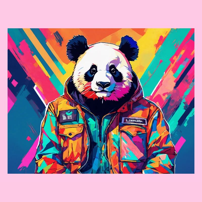Panda dans une veste colorée