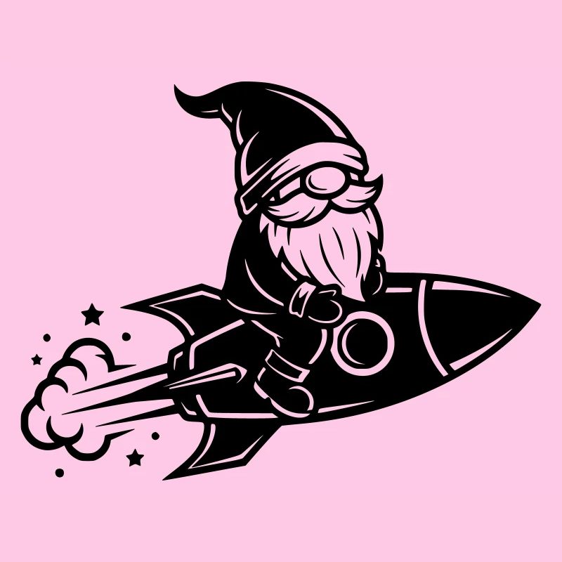 Illustration de bande dessinée Gnome Rides Rocket