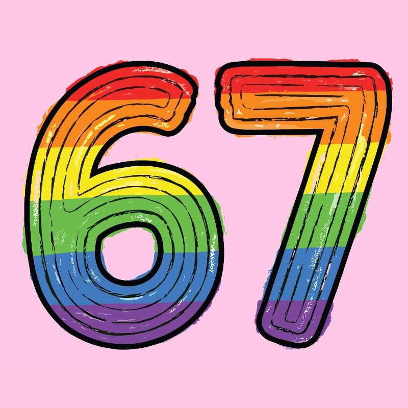 Rainbow 67 Gras, dessiné à la main six sept chiffres