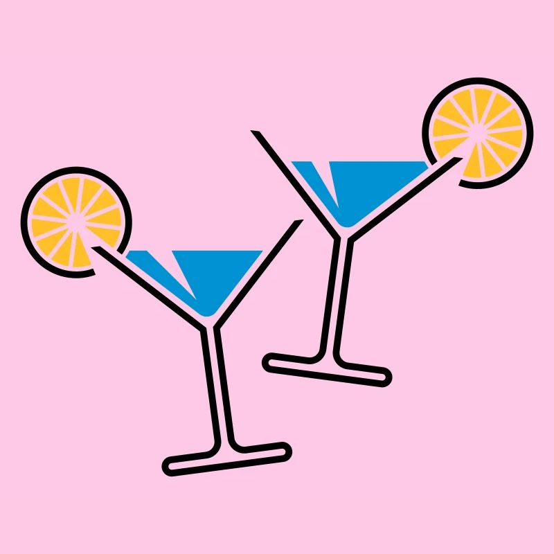 2 Cocktailgläser / Cocktail / Martini + (Hellblau)