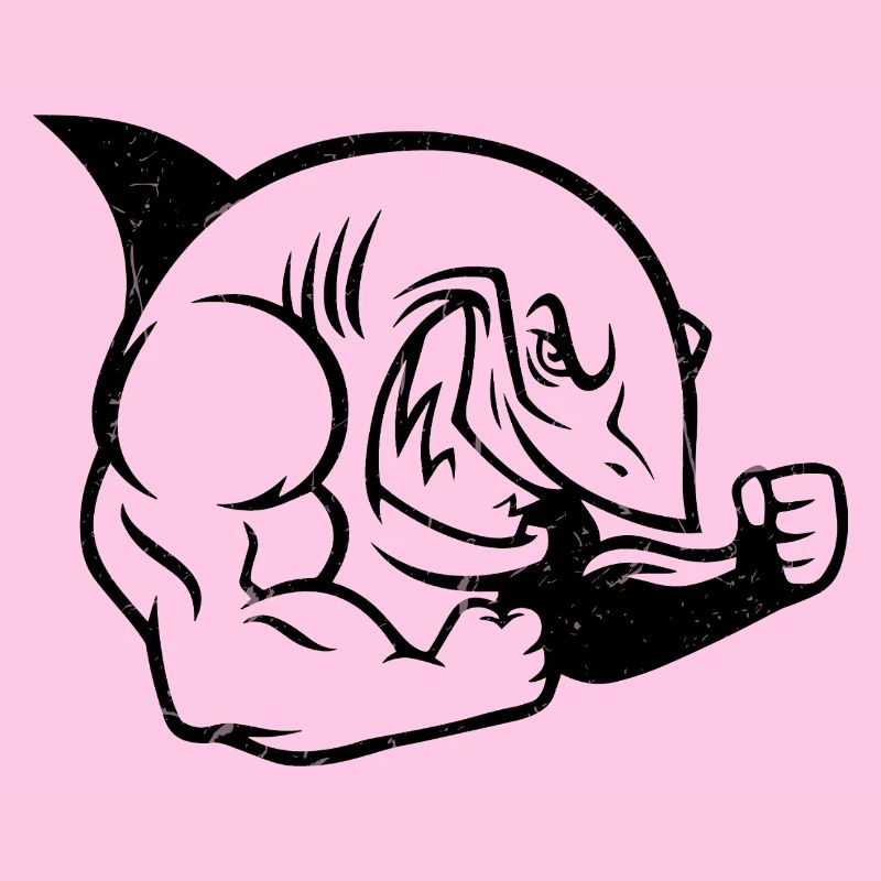 Muscular Shark Bodybuilder Workout Silhouette