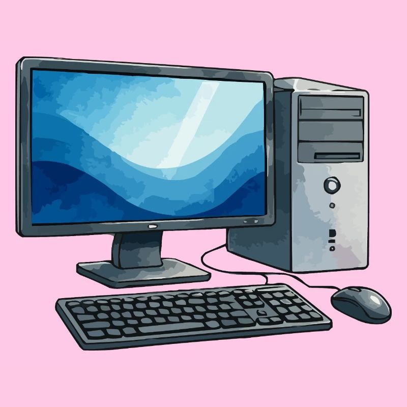 Retro PC Workstation Illustration