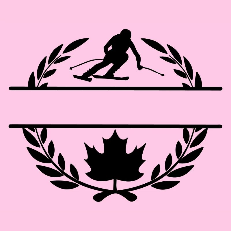 Skieur canadien de descente de feuille d’érable en couronne de laurier
