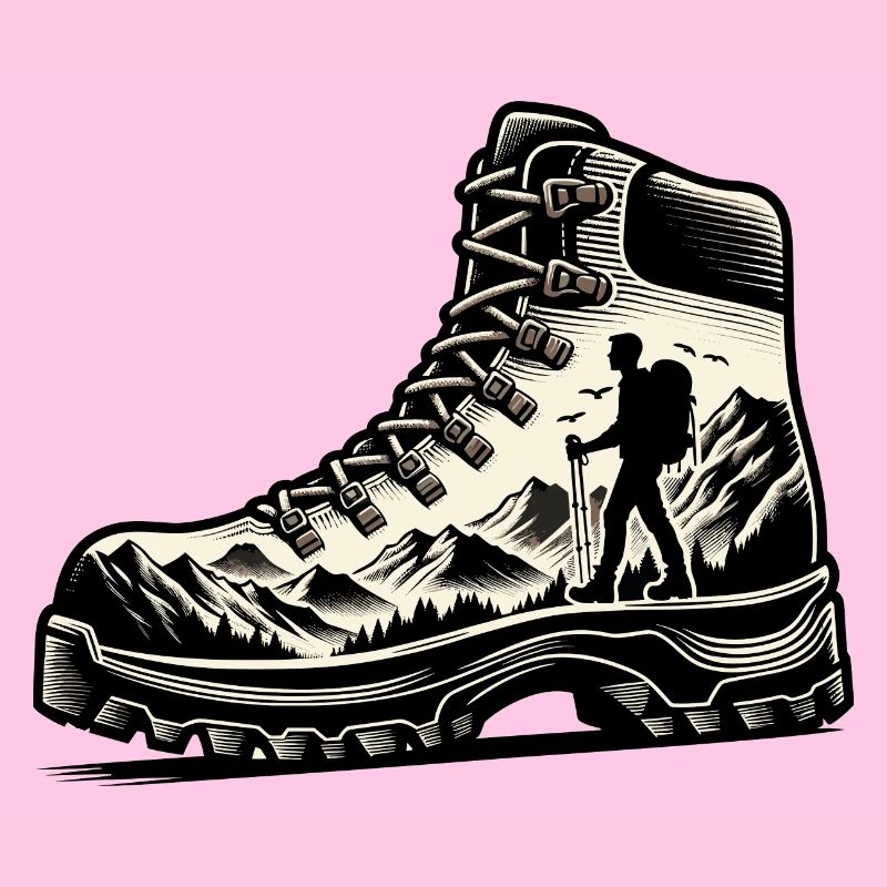 Drawing Hiker Bergwanderschuh