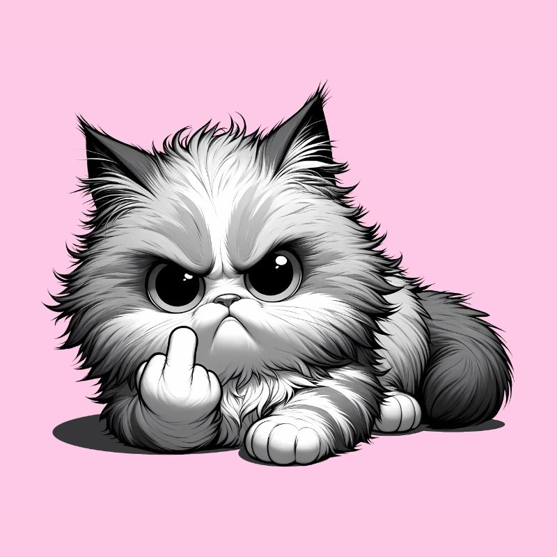 Grumpy Katze mit frechem Mittelfinger
