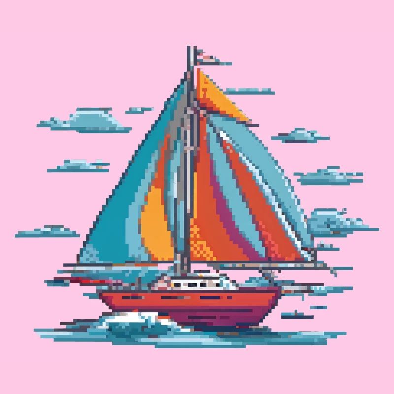 Bunter Pixelsegler