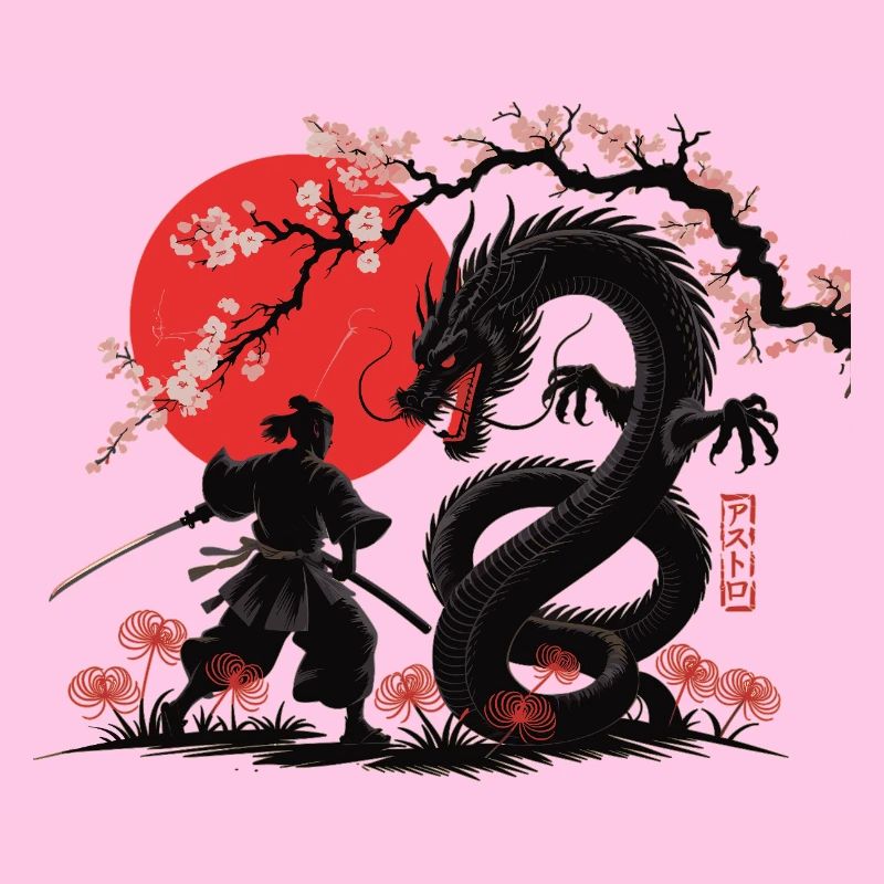 Samurai vs Drache Shirt Drachenkampf