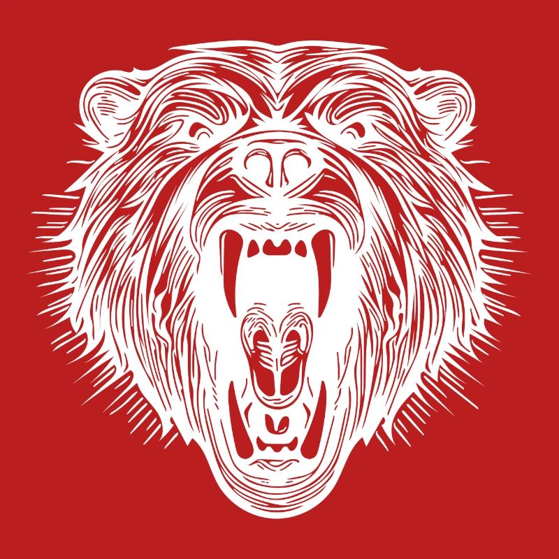 Angry bear's head with sharp teeth