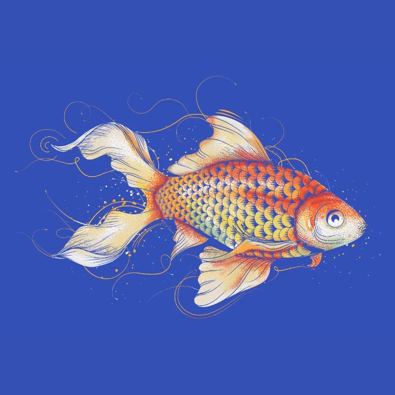 Poisson rouge en filigrane dans des tons orangés doux