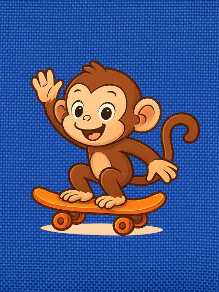 Verspielter Affe auf Skateboard