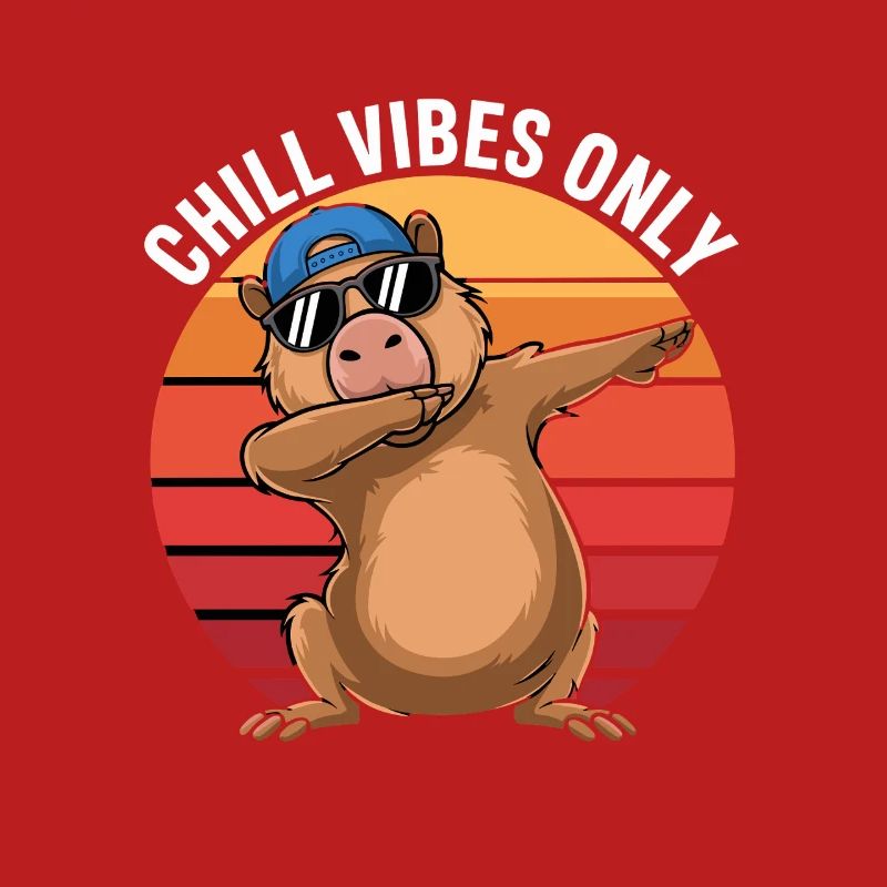  Chill Vibes Only Capybara Dabbing Retro