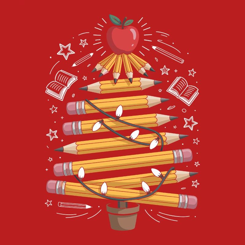 Buntstift Baum mit Lichterkette