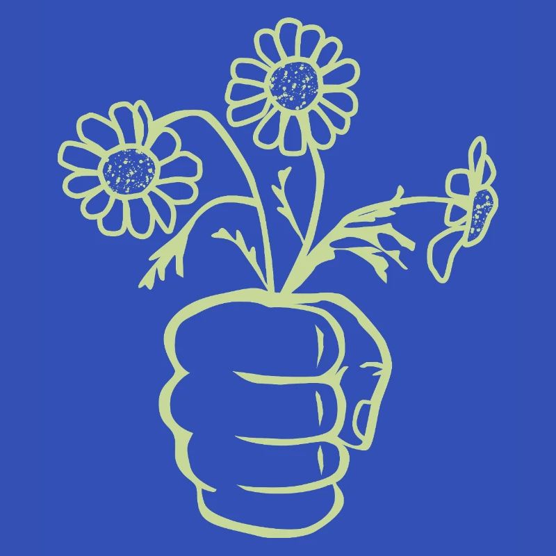 Eine Faust Hand mit Blumenstrauß