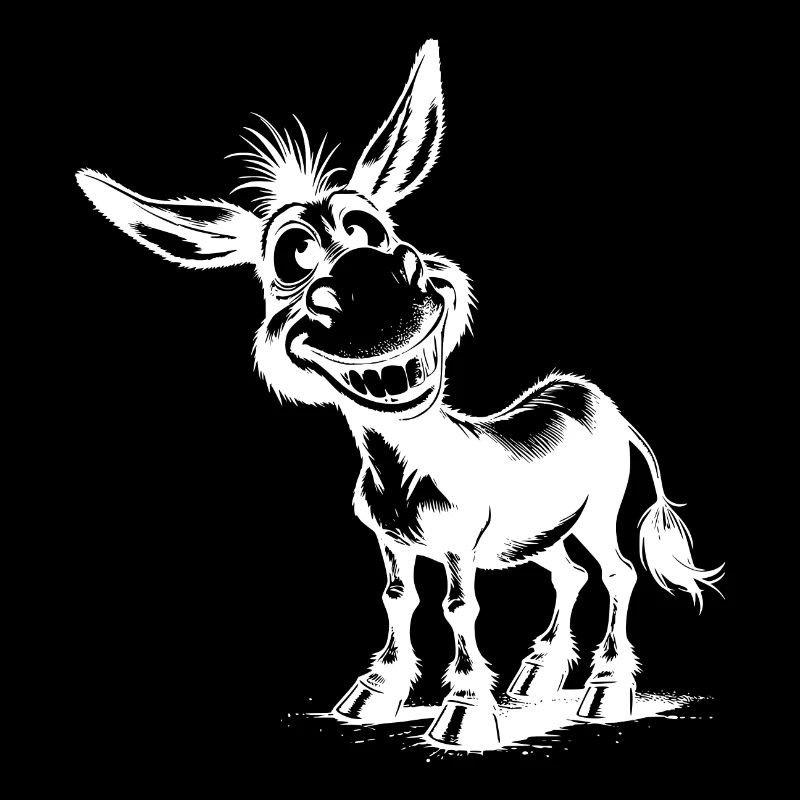 Grinning Donkey Funny Pencil Drawing