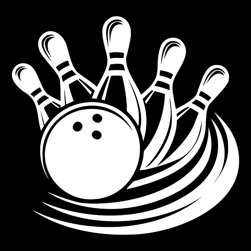 Krasse Bowlingkugel räumt Pins von Bowlingbahn