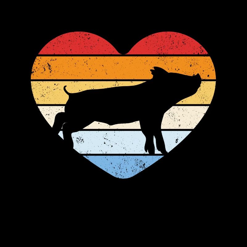 Retro Herz Ferkel schwein