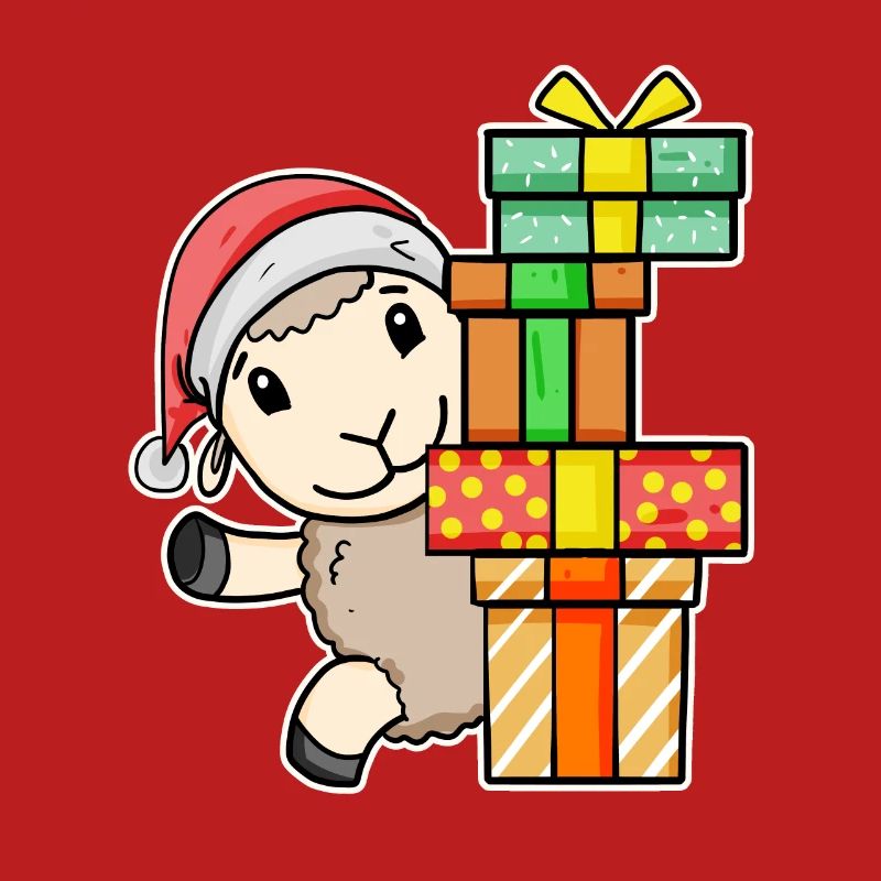 Moutons de Noël avec cadeaux