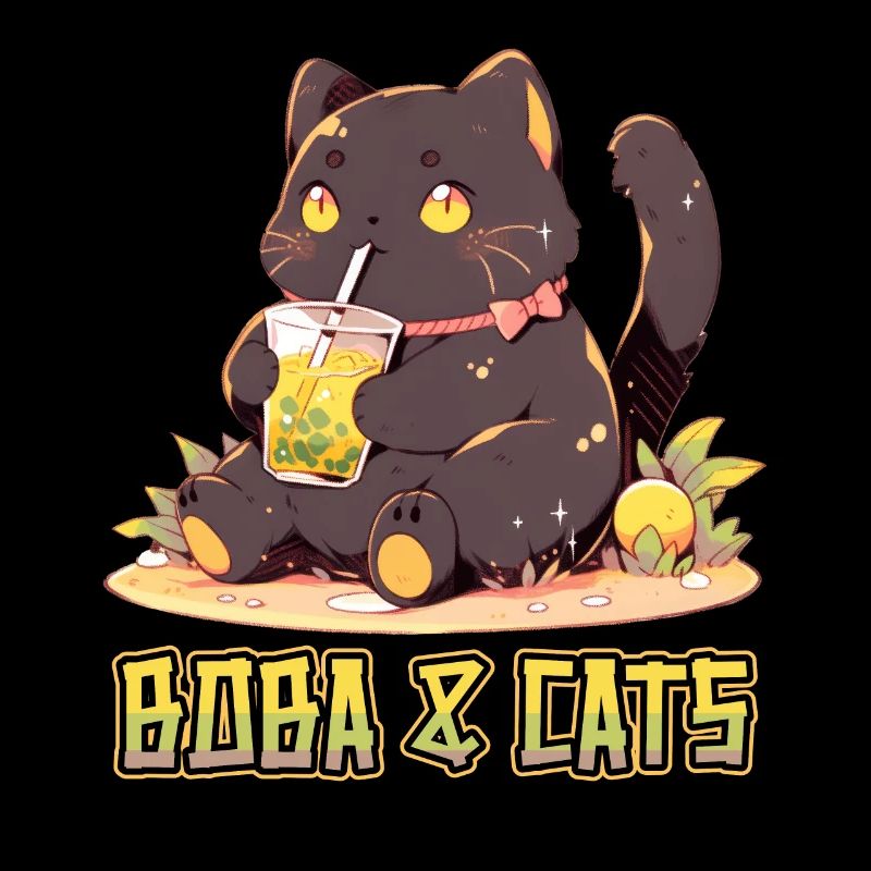 Boba and Cats Katze die Bubble Tee Mädchen Anime