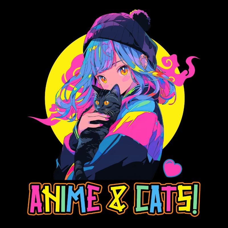 Anime and Cats Kawaii Mädchen Anime