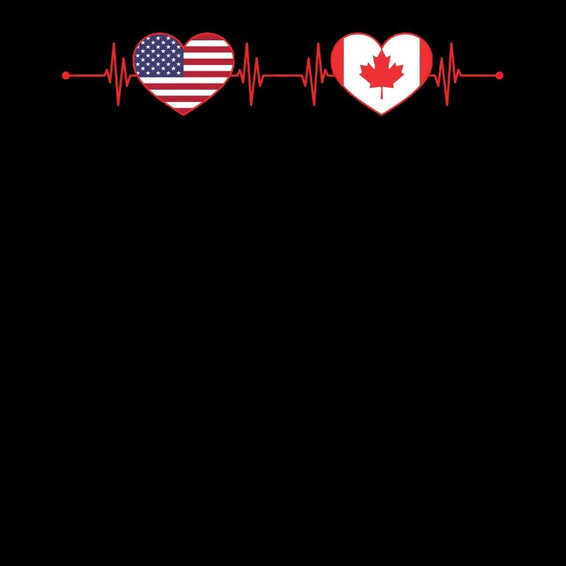 États-Unis Canada Heartbeat Drapeau américain canadien en forme de cœur