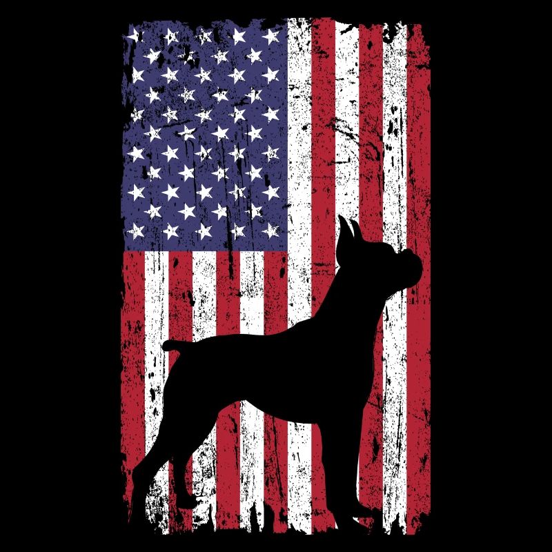 Chien boxer avec drapeau des États-Unis