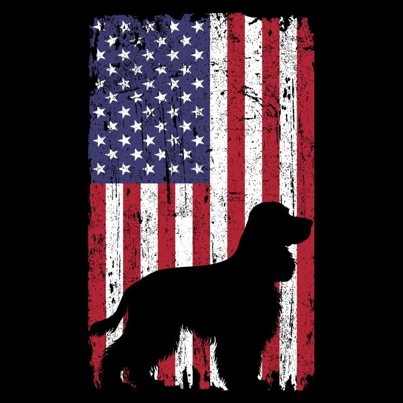 Cocker Spaniel Hund mit USA Flagge