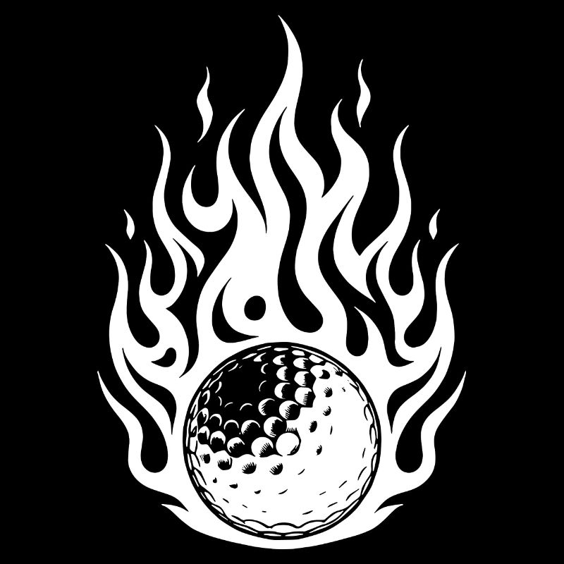 Brennender Golfball im feurigen Flammen Style