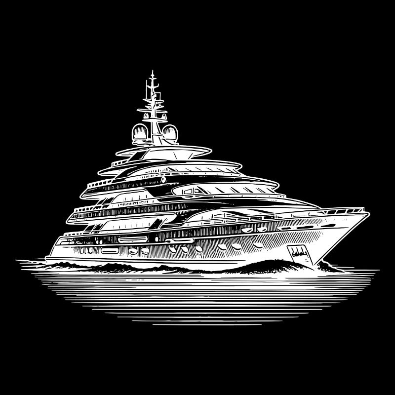 Grand yacht à moteur de luxe en haute mer