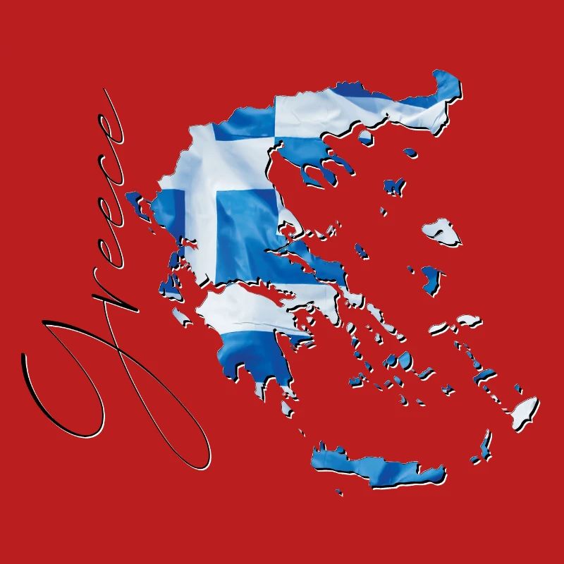 Drapeau de la Grèce en Grèce Carte EN
