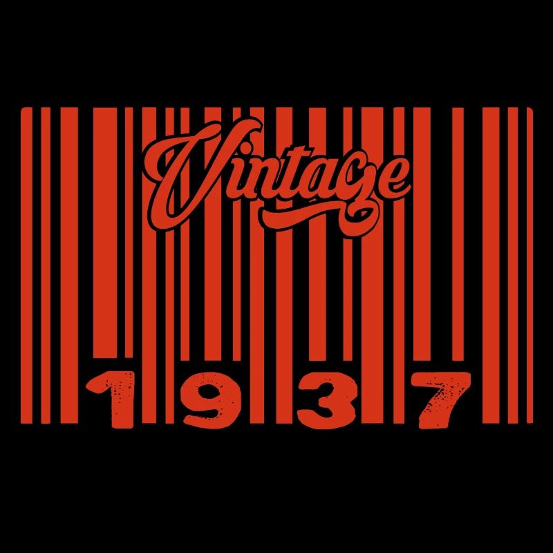 Vintage 1937 Born In 1937 88 Years Bar Code Anniversai