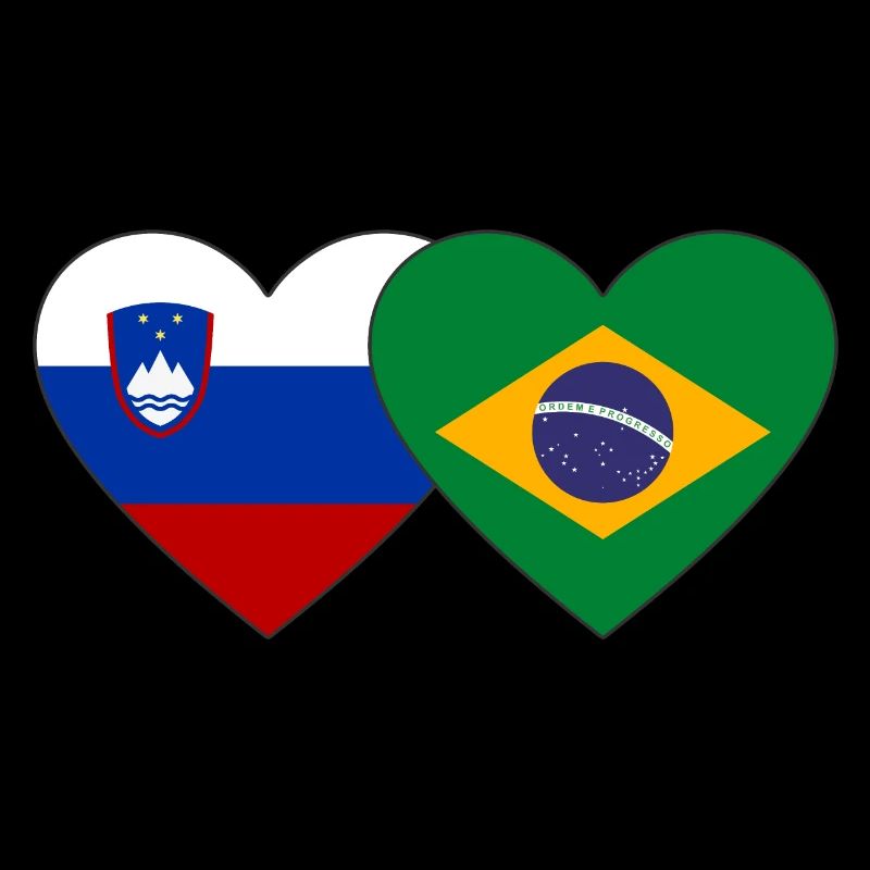 Slovénie Brésil Drapeau Coeur