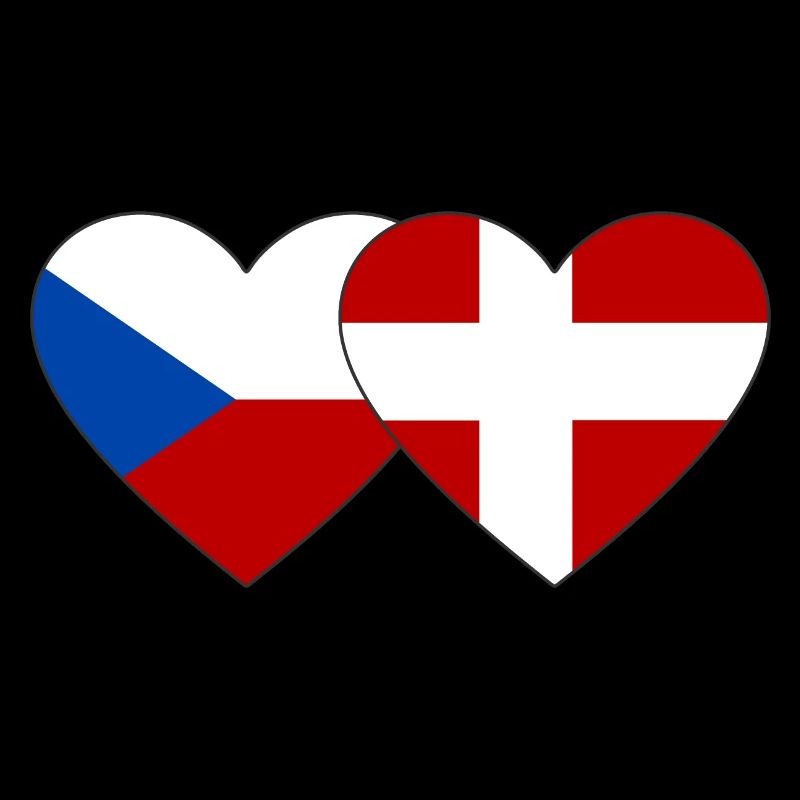 République tchèque Danemark Drapeau Coeur