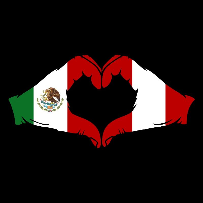 Mexique Pérou Drapeau Mains Coeur Forme