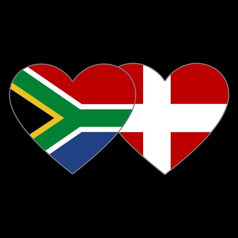 Afrique du Sud Danemark drapeau coeur forme