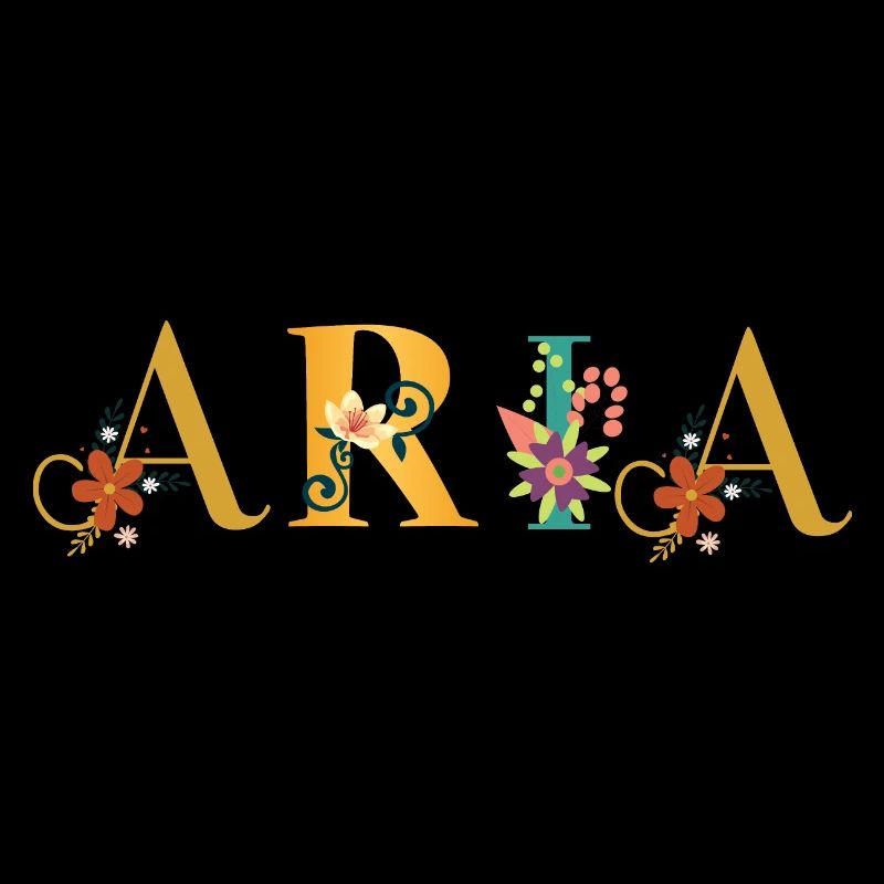 Art du nom ARIA avec des fleurs brodées